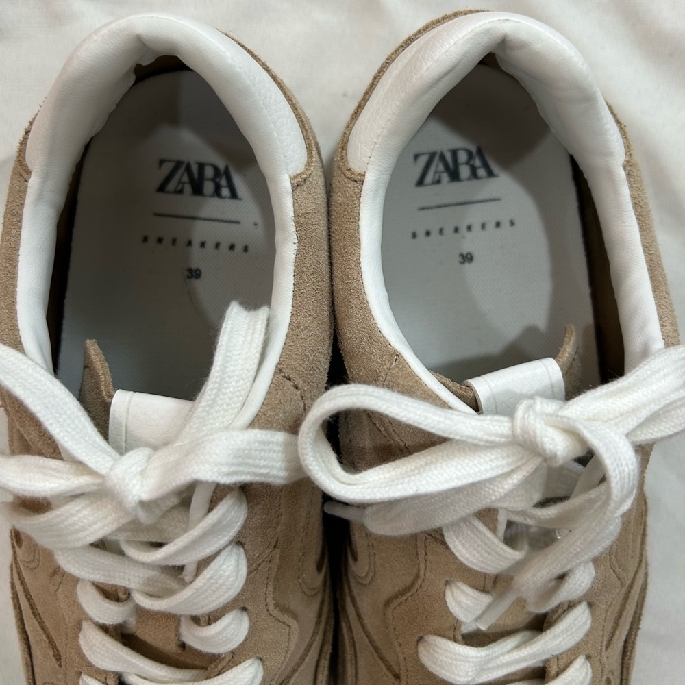 Zara Beige Sneakers with White Accents